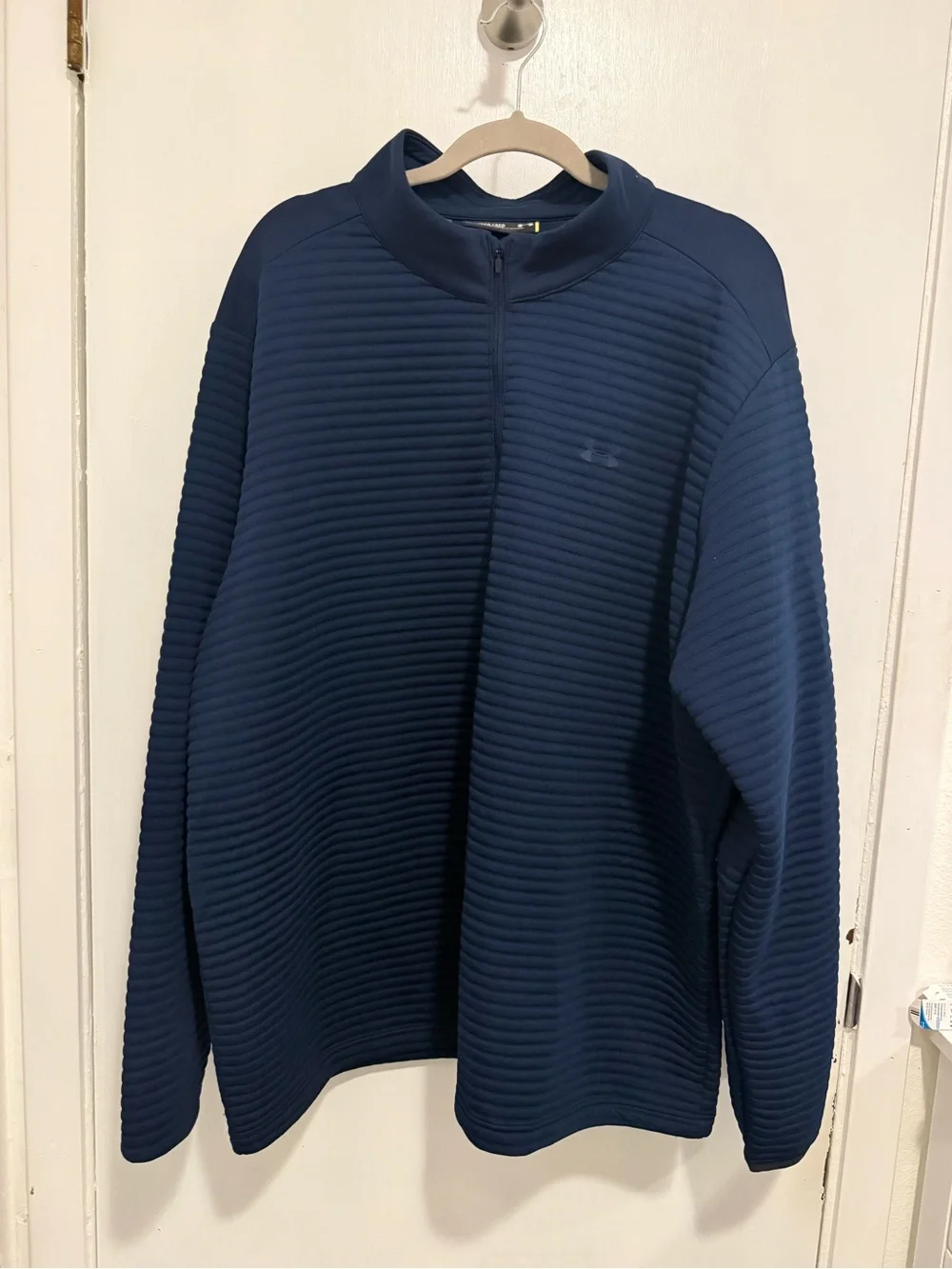 Under Armour navy blue 1/4-zip pullover sweatshirt horizontal ribbed size 3XL